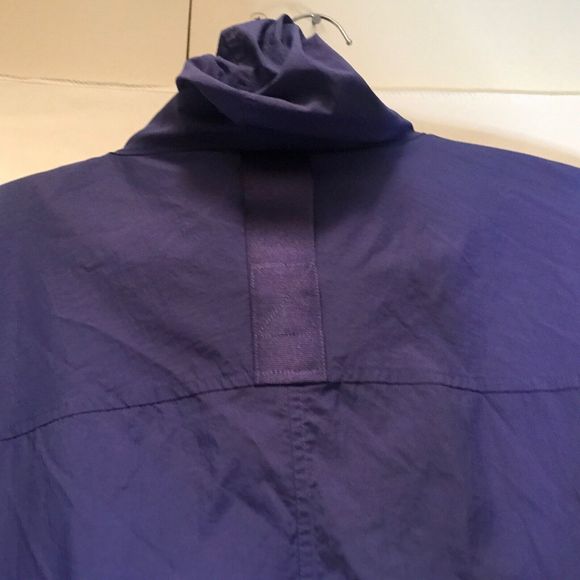Athleta x Allyson Felix Purple Long Packable Lightweight Windbreaker hood Sz L - Picture 14 of 15
